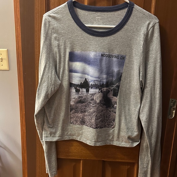 aerie Tops - Aerie Gray Long Sleeve Tee with Graphic